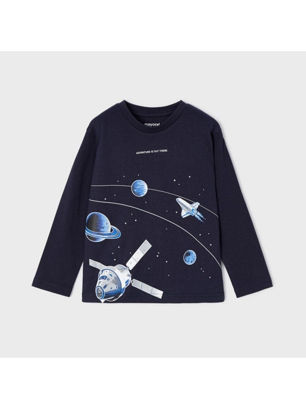 Size 3 Toddler Boy Mayoral Space Adventure Navy Long Sleeve Tee